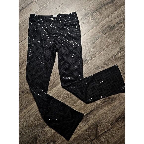 Vintage 80s Z Cavaricci Stretchable Black Sequin Black Pants Women's Size 5 - Picture 1 of 7